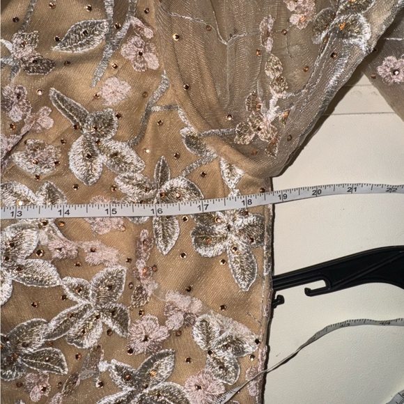 Mac Duggal Long Sleeve Lace Gown in Cream and White - Picture 9 of 9